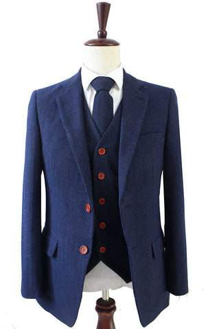 Costume 3P Tweed à Chevrons Navy - Stratos