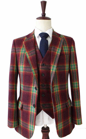 Costume 3P Tweed Prince de Galles Rouge - Stratos
