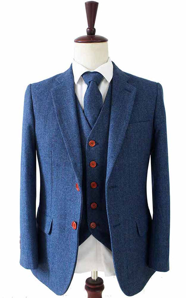 Costume 3P Tweed à Chevrons Bleu - Stratos